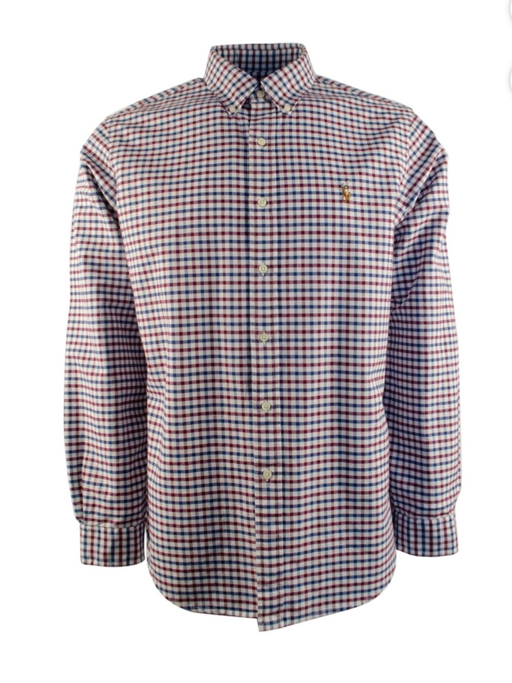 Ralph Lauren Men’s Button-Down Check Shirt Red Blue XL Preppy Gingham Classic